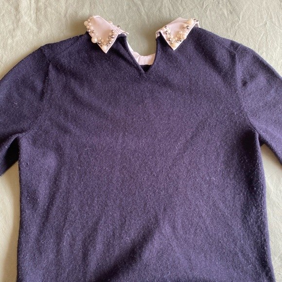 Ted Baker London Navy Embellished collar Sweater. 3/4 sleeves. Size 2 - Picture 6 of 10